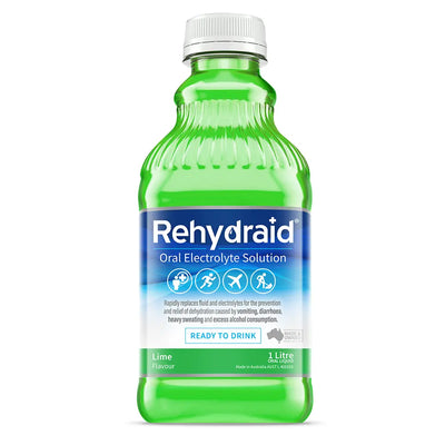 Rehydraid Ready to Drink Electrolyte bottles 1L Lime x 4