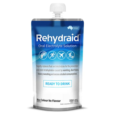 Rehydraid Ready to Drink Electrolyte Doypacks No Colour, No Flavour 250mL x 6